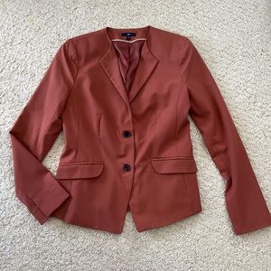 New Gap blazer jacket coat button work casual lapel rust orange brown 6 small